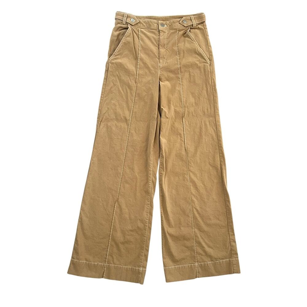Anthropologie Maeve Women’s Contrast Stitch High Rise Wide Leg Pants Size 8 - Picture 2 of 12